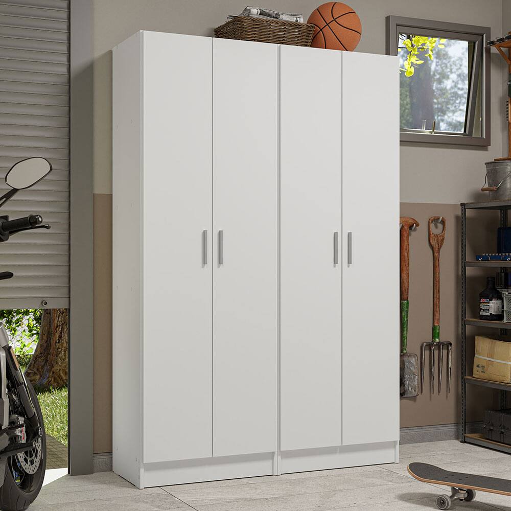 Angle. Madesa - Madesa Garage Set 2 Pantry Storage Cabinet with 8 Utility Shelves 47"L Wooden Organization Unit for Garage - White - White.