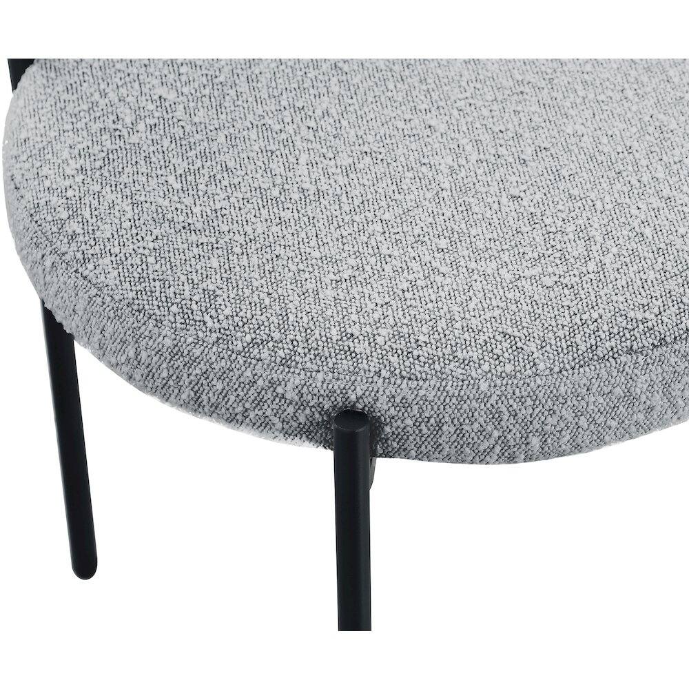 Alt View 4. Meridian Furniture - Beacon Grey Boucle Fabric Dining Chair, Set of 2 - Grey.