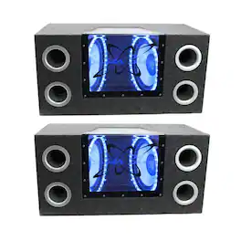Pyramid - 10" 1000W Dual Car Audio Subs Box Subwoofers Bandpass w/Neon (2 Pack) - Black