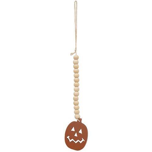 Front. BreeBe - *Beaded Jack O Lantern Ornament - 7.5" - Multi.