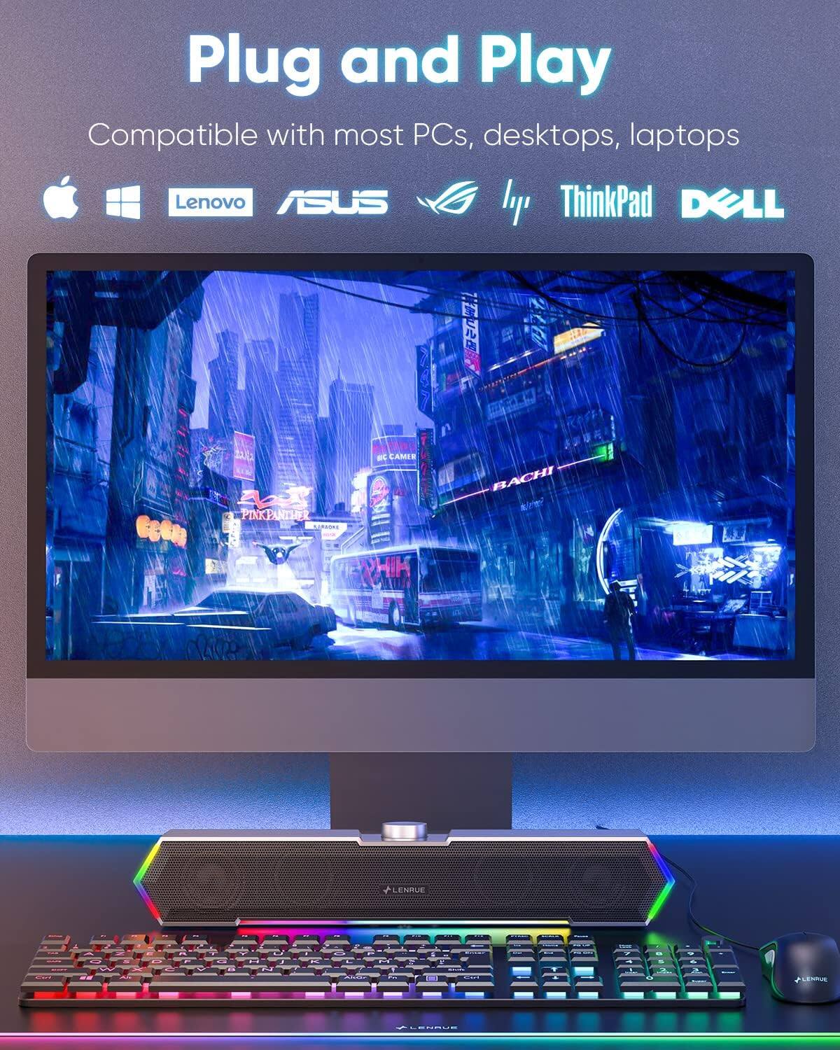 Plug and Play  
Compatible with most PCs, desktops, laptops  

Lenovo ASUS ThinkPad DELL