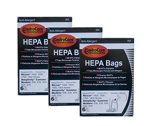 Anti-Allergen!  
855 EnviroCore Anti-Allergen! 855 TECHNOLOGIES HPA  
Envirocore TECHNOLOGIES Anti-Allergen! 855  
99.97% Filtration Traps Microscopic Particles: HEPA B  
EnviroCore TECHNOLOGIES Filtration 99.97% Particles of Allergens Microscopic  
99.97% Filtration Traps Microscopic Particles Particulas Alergenicos Microscopicos  
99.97% Filtration Traps Microscopic Particles and Allergens Designed to Fit  
Riccar 1400, 1500, 1700, 1800 Series  
Particulas Alergenicos Microscopicos de los Desvios  
FE Conous Pour Riccar 1400, 1500, 1700, 1800 Series  
Simplicity Canister Models: S38, S36, S24  
Designed to Fit Pour a Medicia S20, S18 Riccar 140