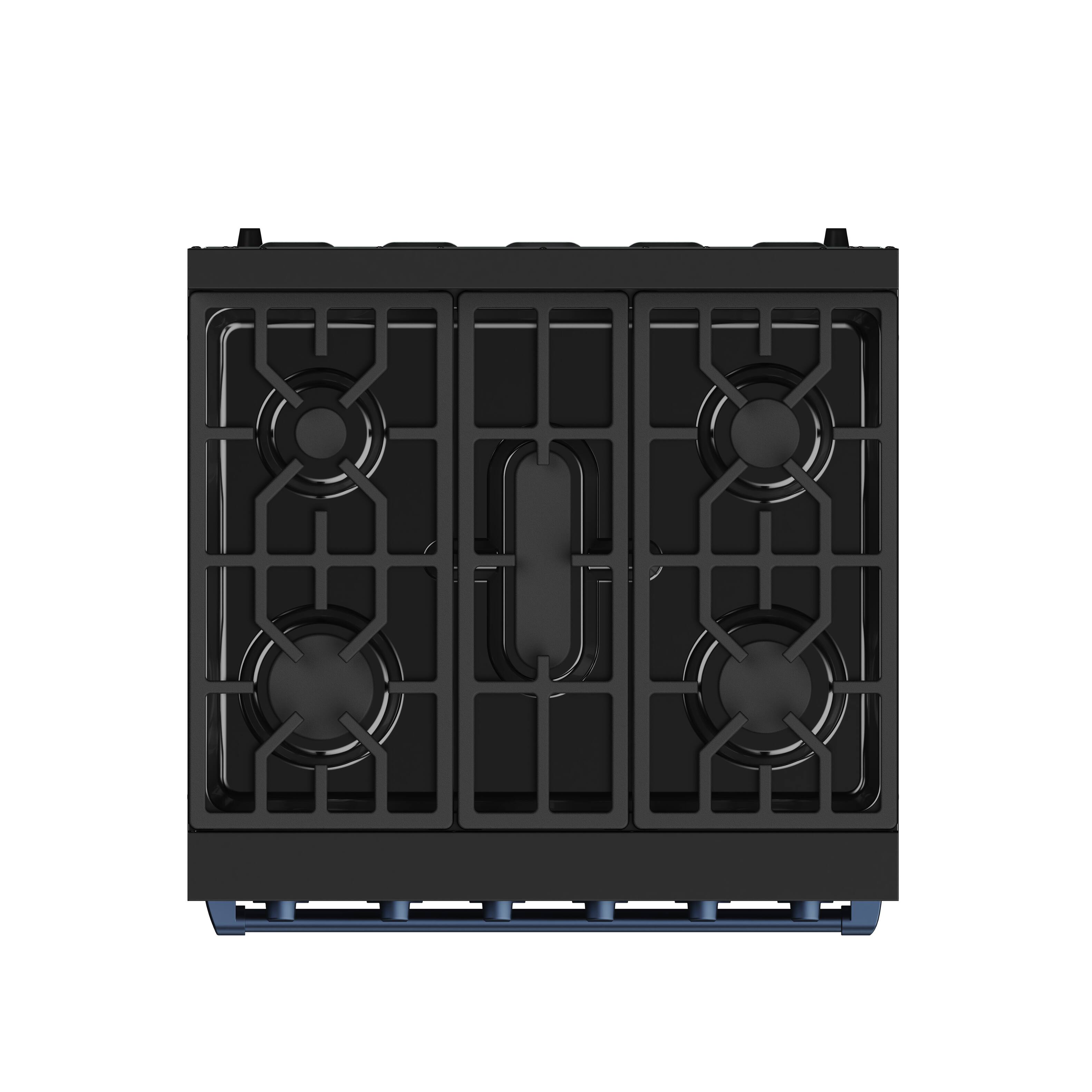 Back. Thor Kitchen - Gordon Ramsay Series by Thor Kitchen 4.55 Cu. Ft Freestanding Liquid Propane Gas Range with Navy Blue Hardware - Black.