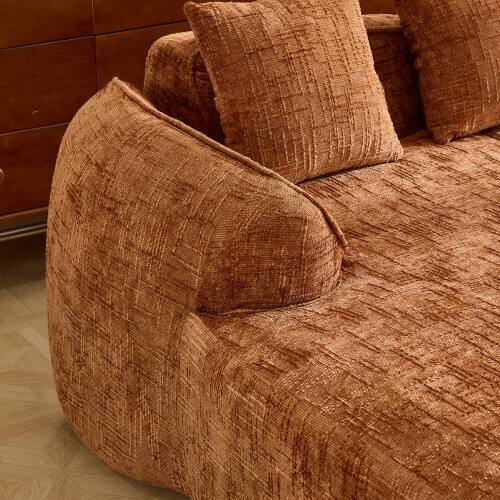 Alt View 2. Anysun - Chenille L-Shape Compressed Sofa - High-Elastic Sponge, Curved Armrests & 4 Throw Pillows for Living Room - Orange.