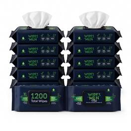 Pursonic - 12 Pack of Flushable Man Wipes (1200 Mint Scented Wipes) - Black