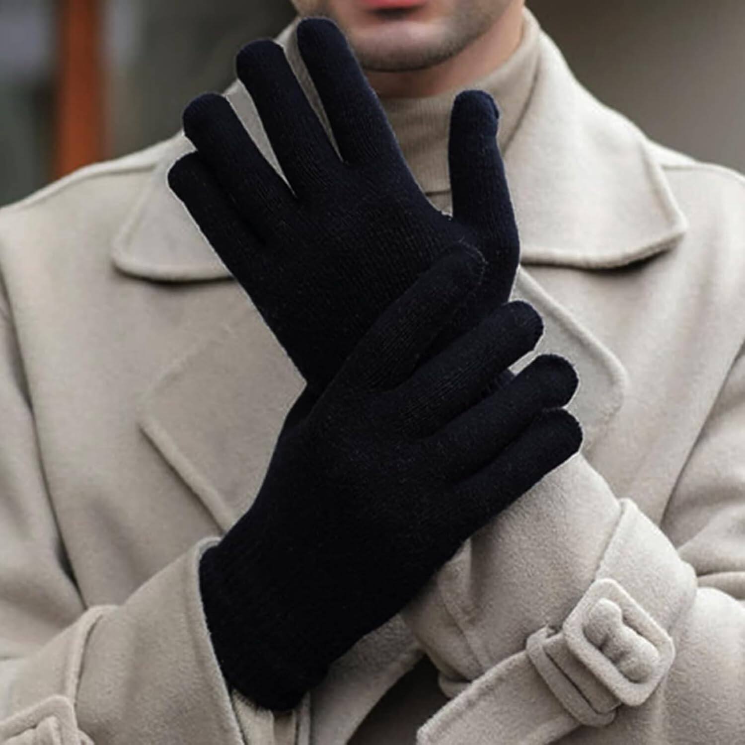Back. Cozy Serene - 6 Pairs Winter Gloves for Women Men's Warm Knit Gloves for Clod Weather Black Magic Glove for - Black-Medium.