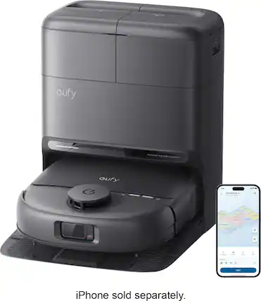 eufy DESIGNED FOR DEEP CLEANING
Gury e - ay - - 21 - swrT
iPhone sold separately.