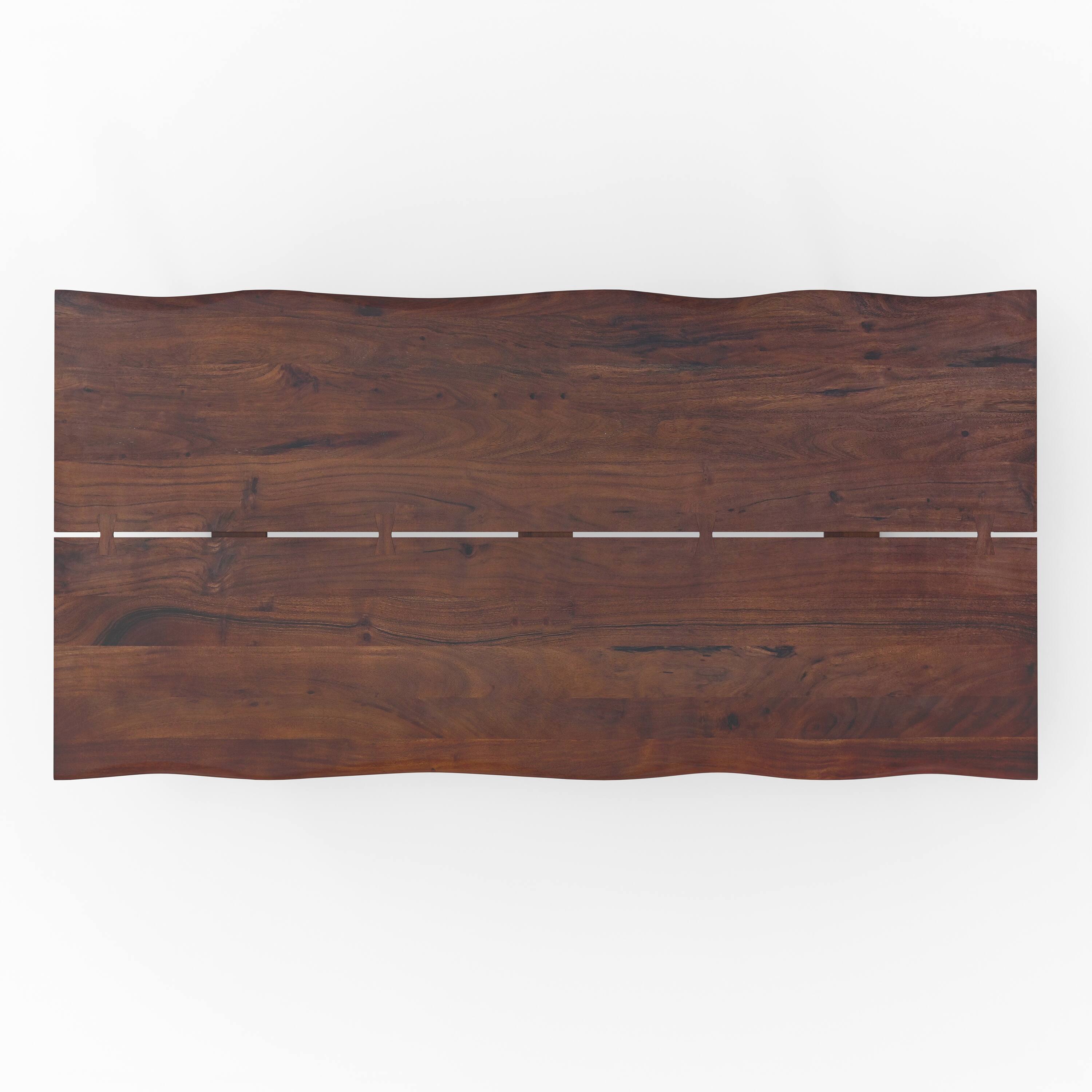 Back. Simpli Home - Delta 72 inch x 36 inch Rectangle Modern Industrial Dining Table in Dark Walnut - Dark Walnut.