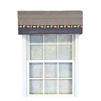 Front. RLF Home - RLF Home 100% Cotton Cabin Tailored Fully lined Windows Rod Pocket Valance 50" x 15" Blue - Blue.