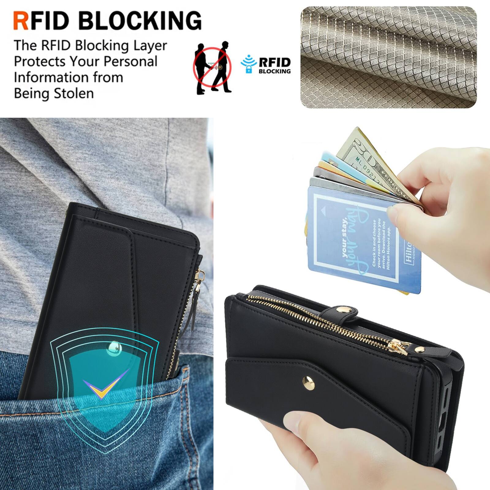 RFID BLOCKING

The RFID Blocking Layer Protects Your Personal Information from Being Stolen

RFID BLOCKING