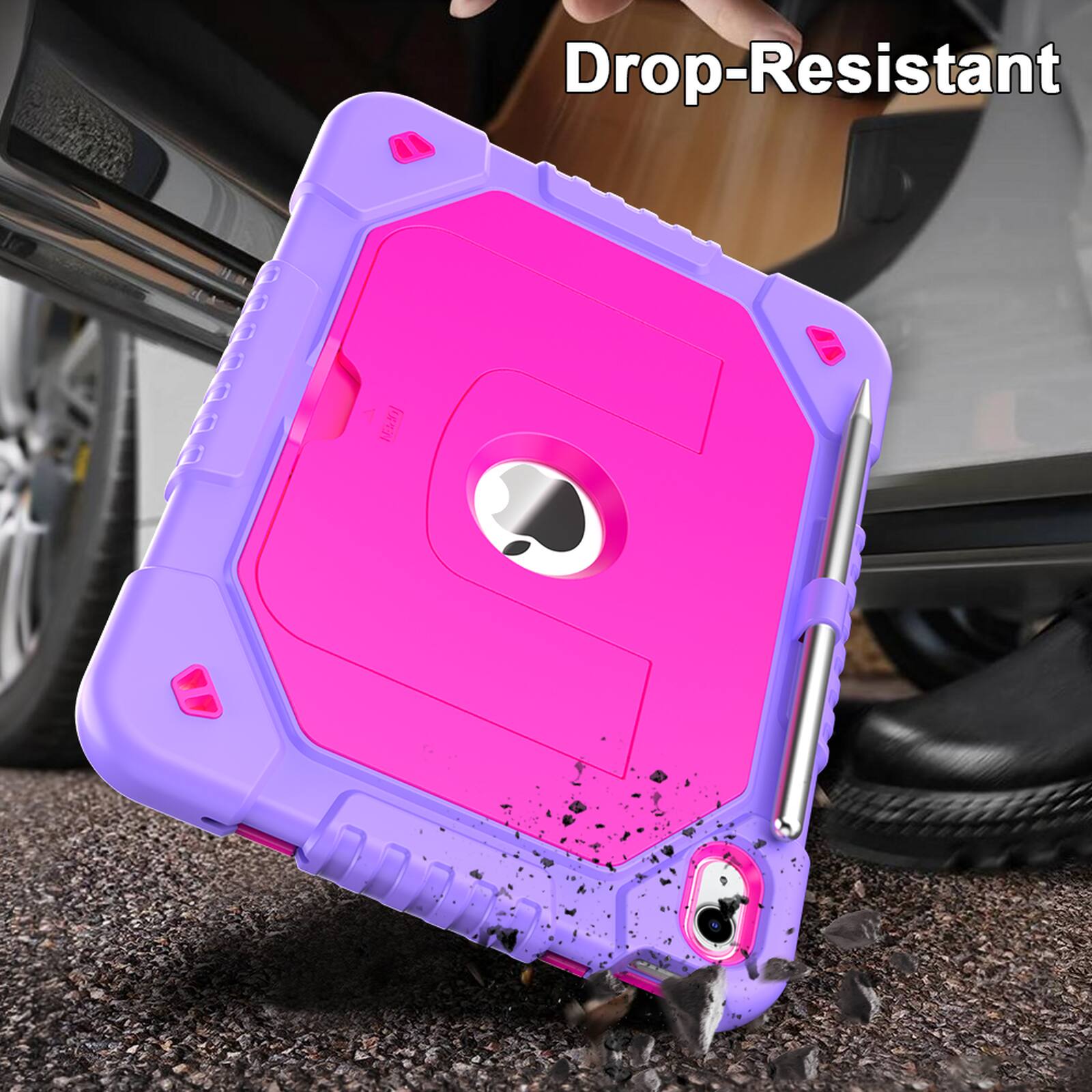 Alt View 2. UUCOVER - for iPad A16 11-inch 2025 / iPad 10th Gen 10.9" 2022 Shockproof Silicone + PC Case Kickstand Cover with Shoulder Strap - Purple.