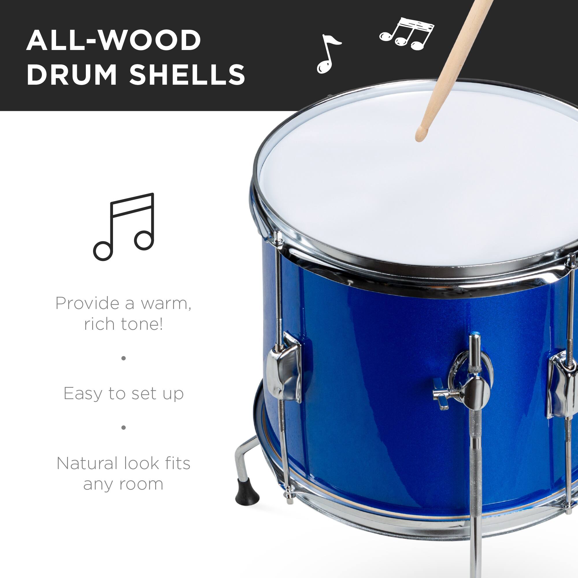ALL-WOOD DRUM SHELLS

Provide a warm, rich tone!
Easy to set up
Natural look fits any room