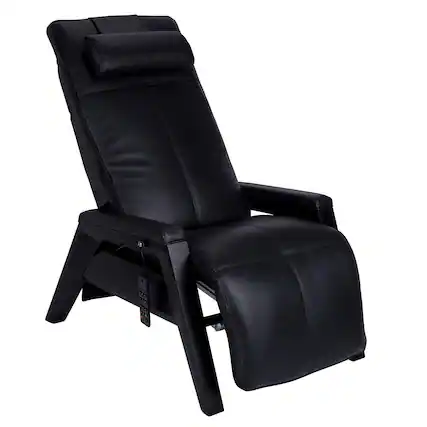 Front. Human Touch - Human Touch Gravis ZG Leather Zero Gravity Recliner with Air Massage, Multi-Zone Heat, Power Headrest & App Control - Black Frame / Black Leather.