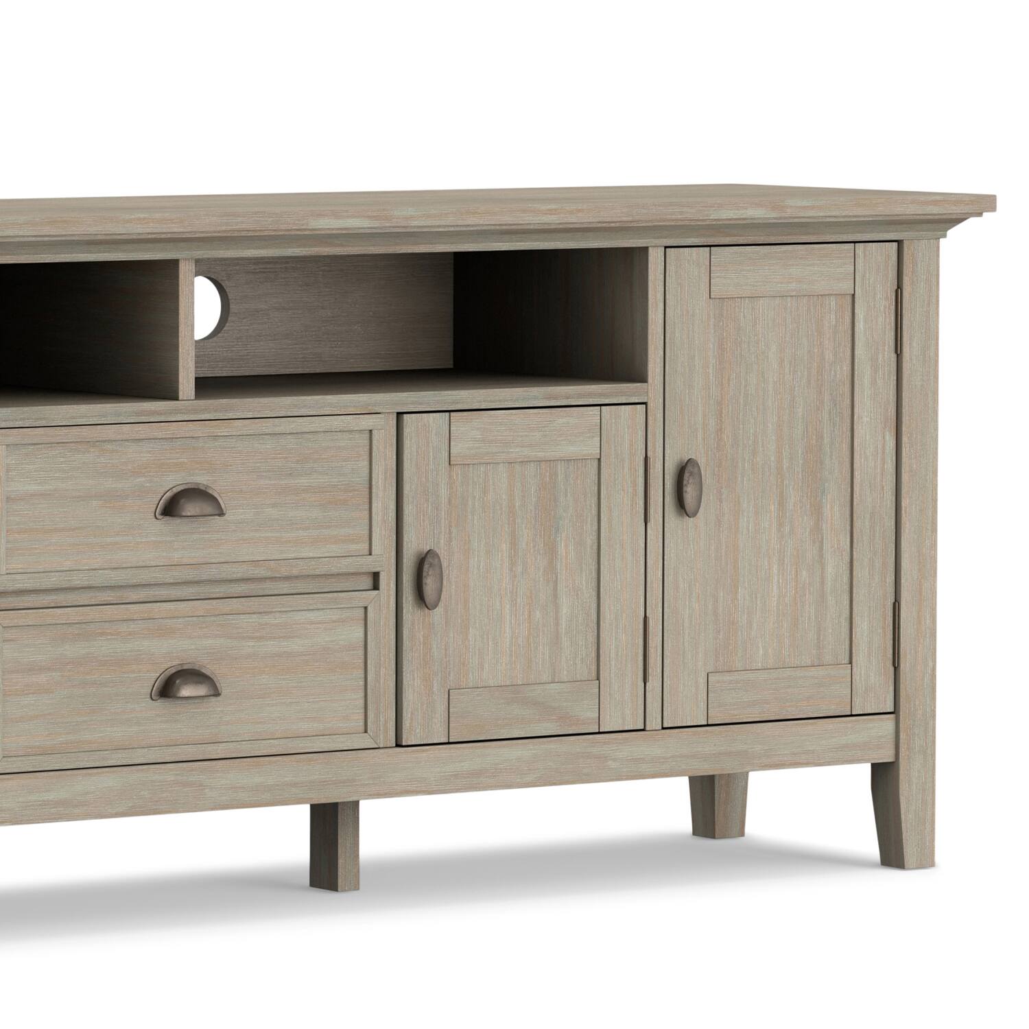 Alt View 4. Simpli Home - Redmond SOLID WOOD 72 inch Wide Transitional TV Media Stand in Distressed Grey For TVs up to 80 inches - Distressed Gray.