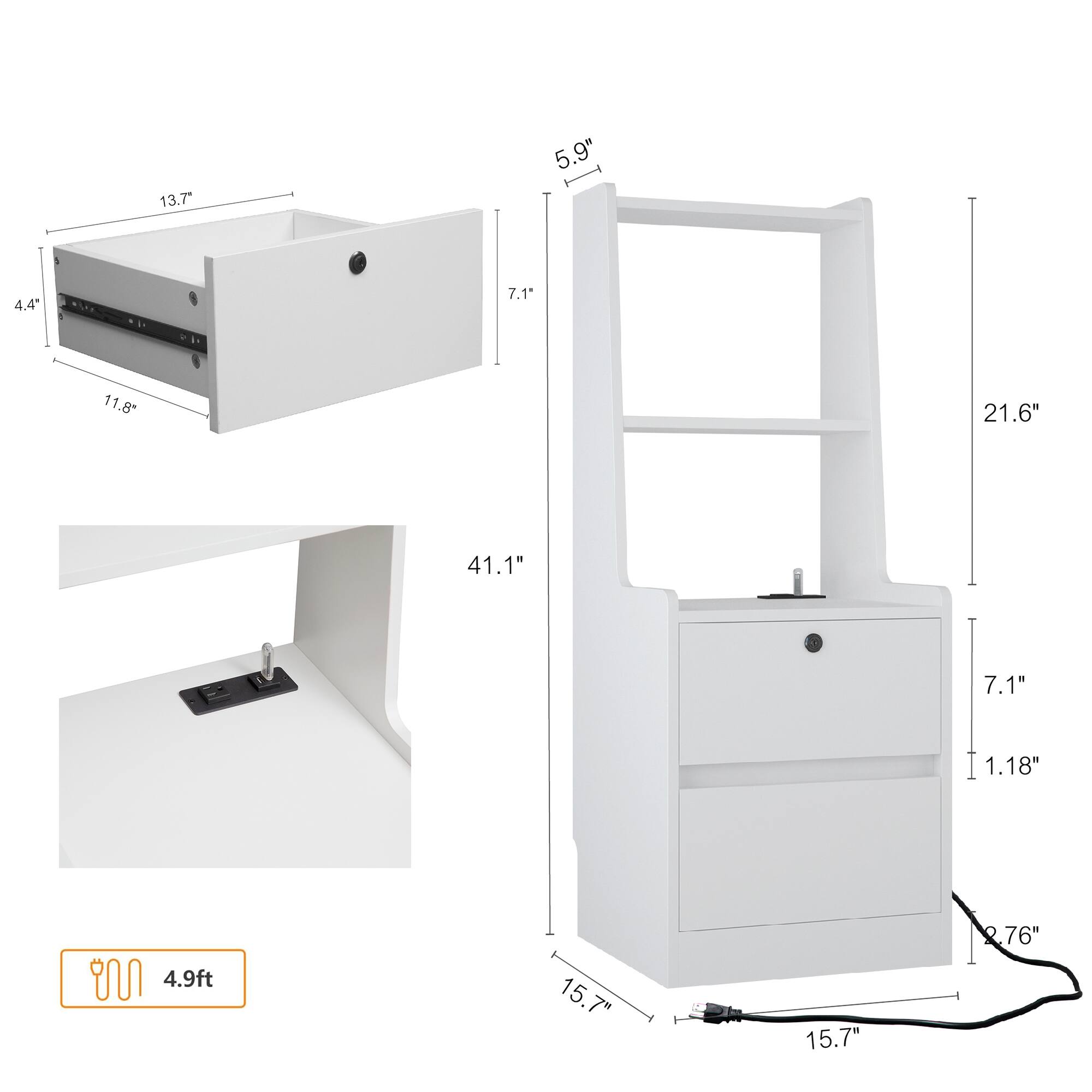 13.7"  
5.9"  
4.4"  
7.1"  
11.8"  
21.6"  
41.1"  
7.1"  
1.18"  
4.9ft  
15.7"  
15.7"  
2.76"