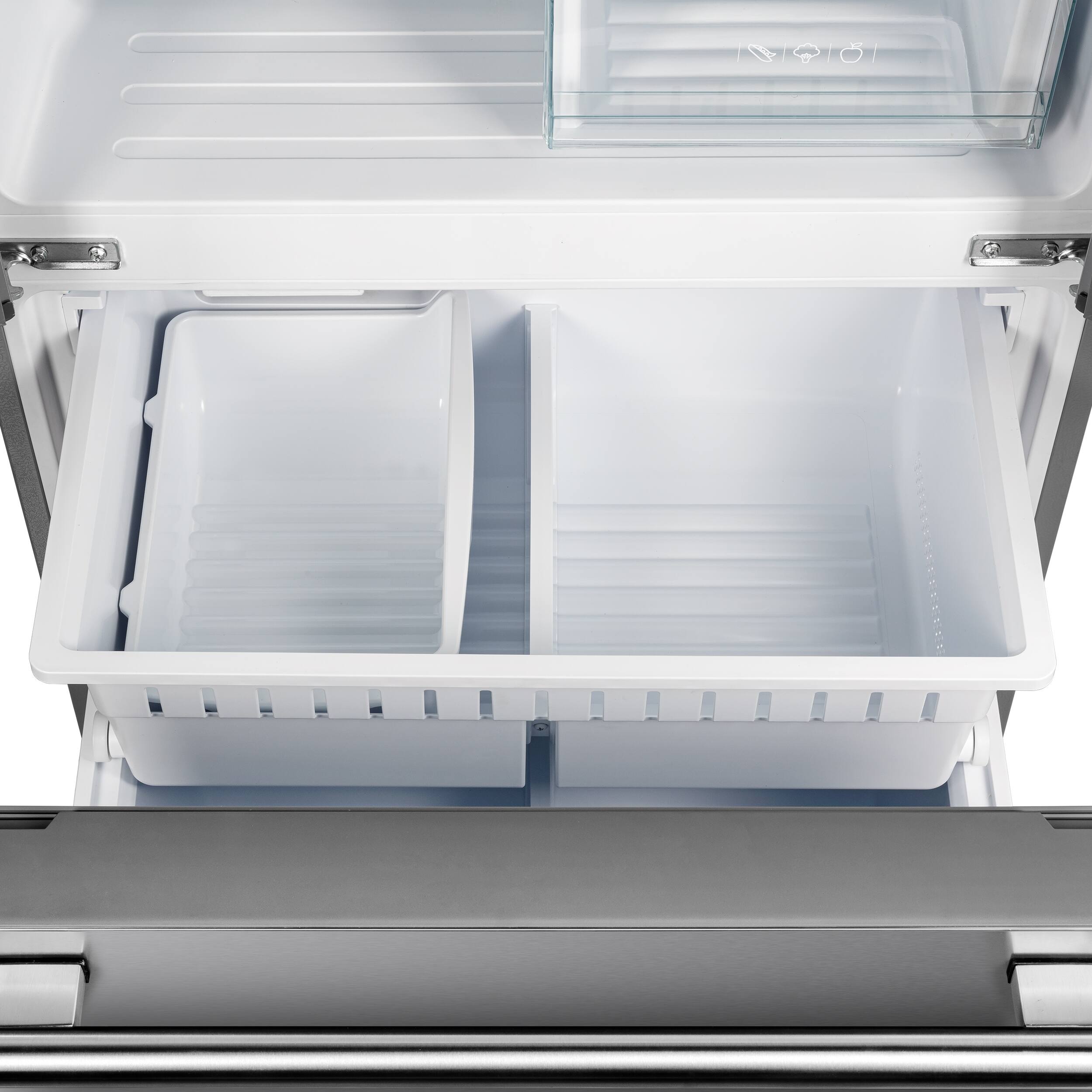 Alt View 13. Forno Appliances - Gallipoli 17.5 Cu. Ft. Freestanding French Door Refrigerator with Decorative Trim Grill - Stainless Steel.