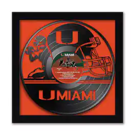 Sporticulture - Miami Hurricanes Framed 13" x 13" Vinyl Record Art Print - Orange
