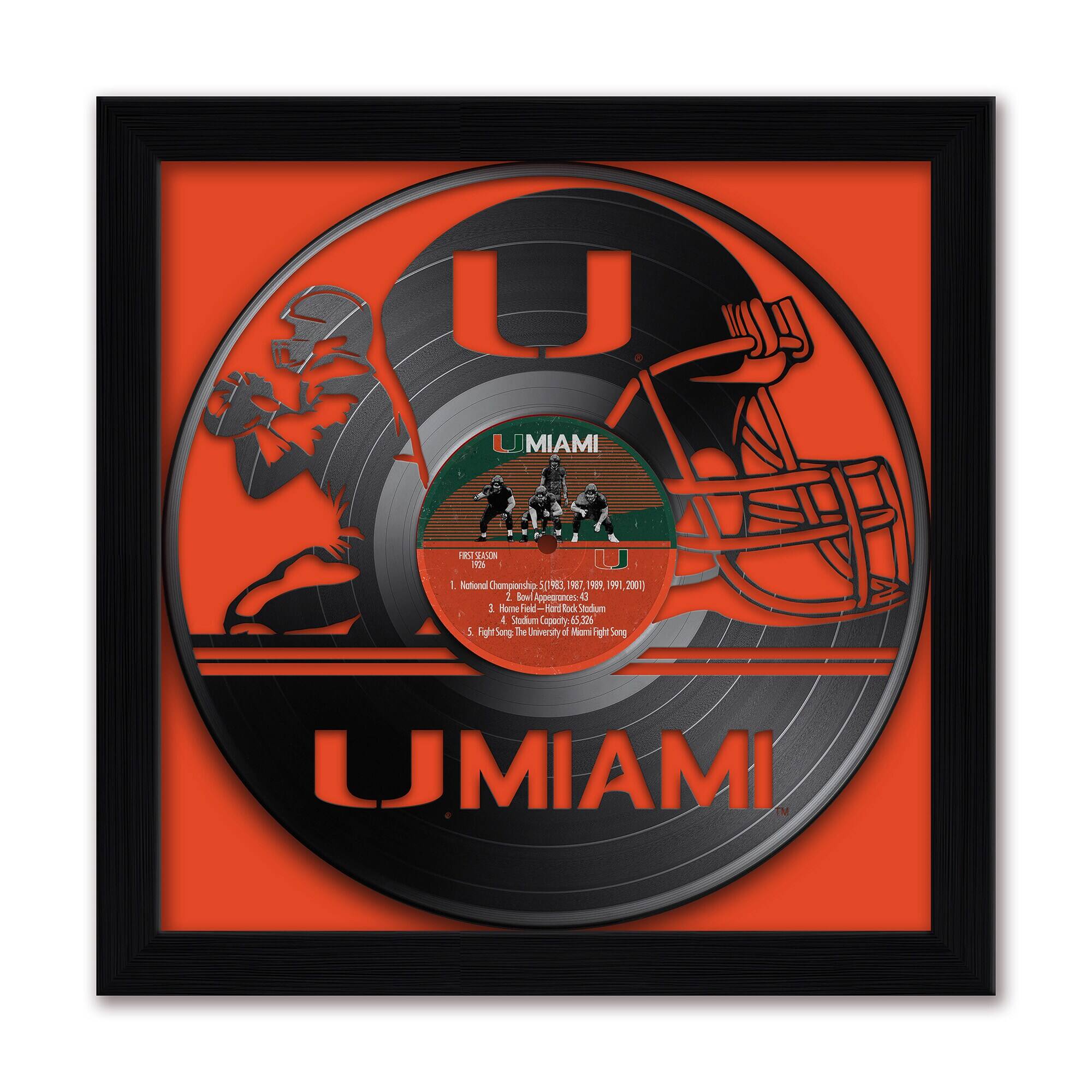 Miami Hurricanes Framed 13" x 13" Vinyl Record Art Print