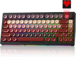 Womier - MT75 Wireless Mechanical Keyboard, 75% Layout Gaming Keyboard with Knob - Red