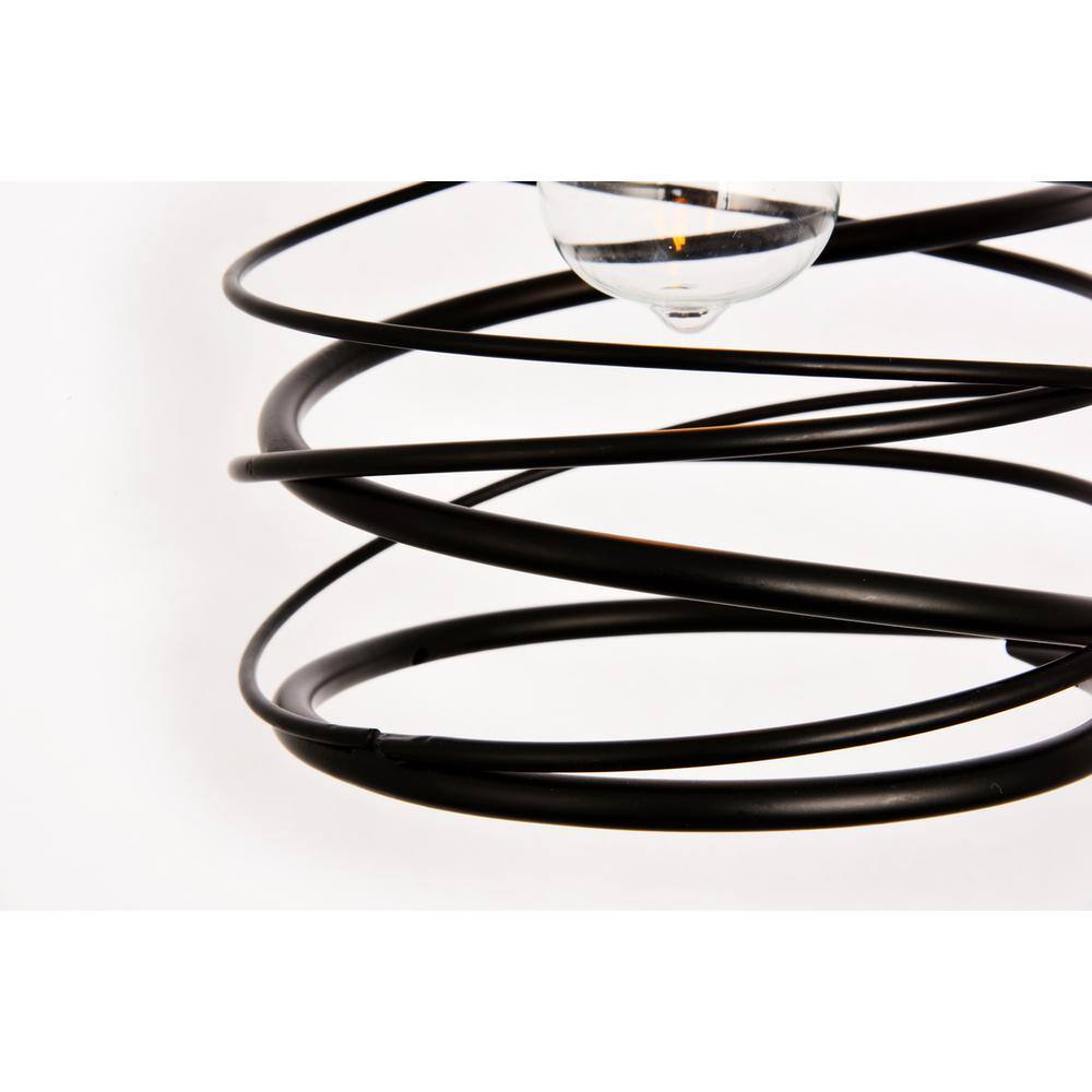 Alt View 1. Living District - Hopper Collection Pendant D7.9 H11.8 Lt:1 Black Finish - Black.