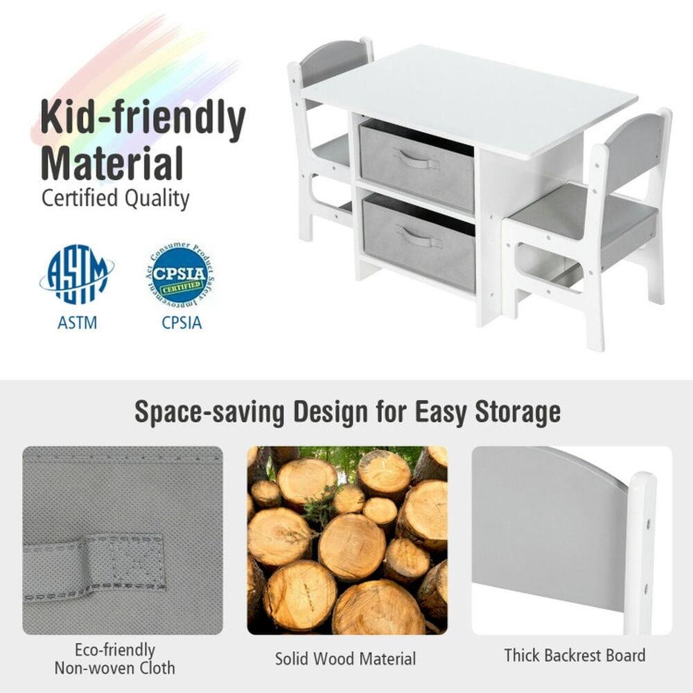 Kid-friendly Material  
Certified Quality  
ASTM CPSIA Certified  

Space-saving Design for Easy Storage  
Eco-friendly Non-woven Cloth  
Solid Wood Material  
Thick Backrest Board