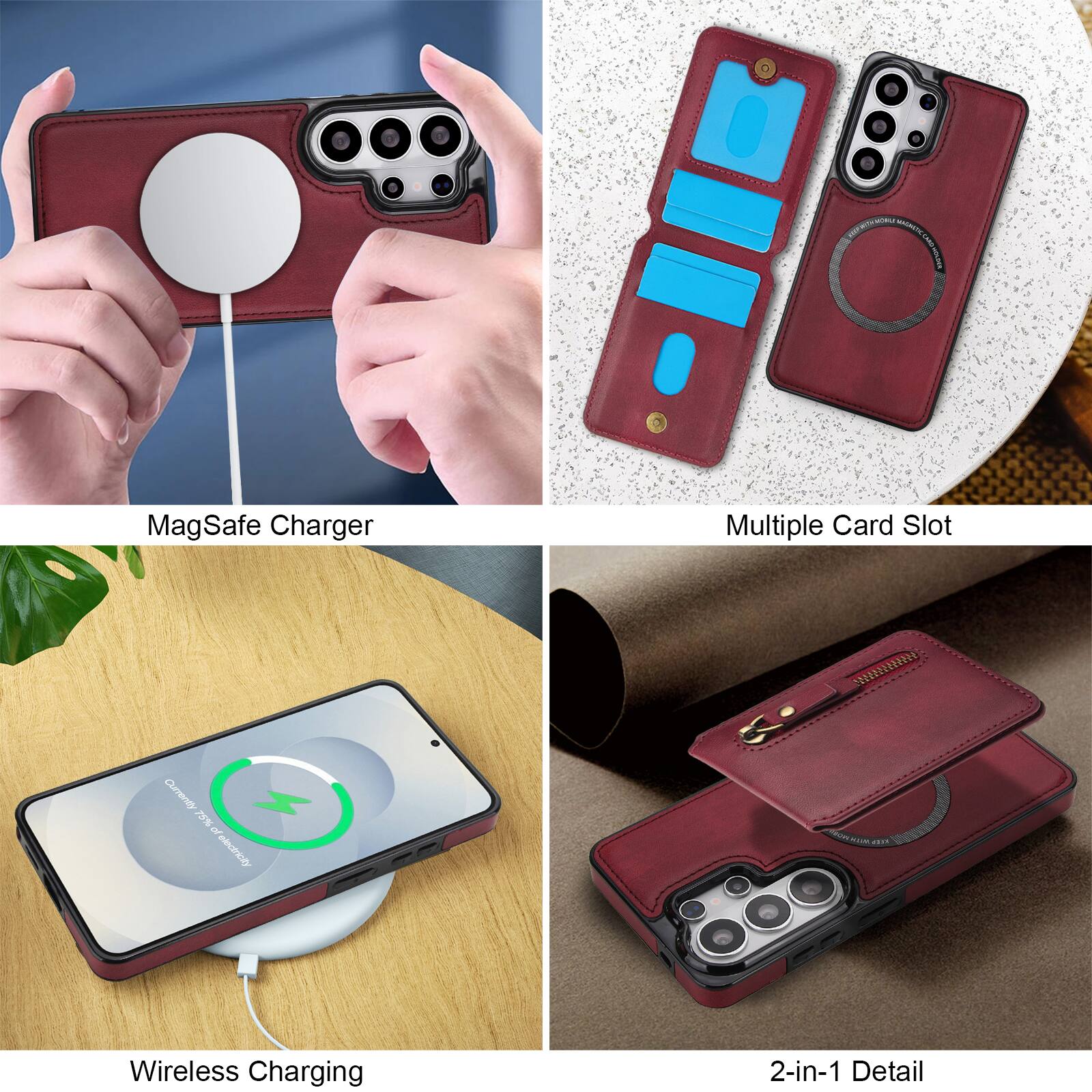 MAUMES WAFG MagSafe Charger Multiple Card Slot 999854945 Currento S of nfalectricty Wireless Charging 2-in-1 Detail
