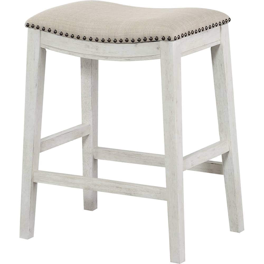 OSP Home Furnishings - Contemporary Wood Saddle Stool (Set of 2) - Beige - Left_Zoom