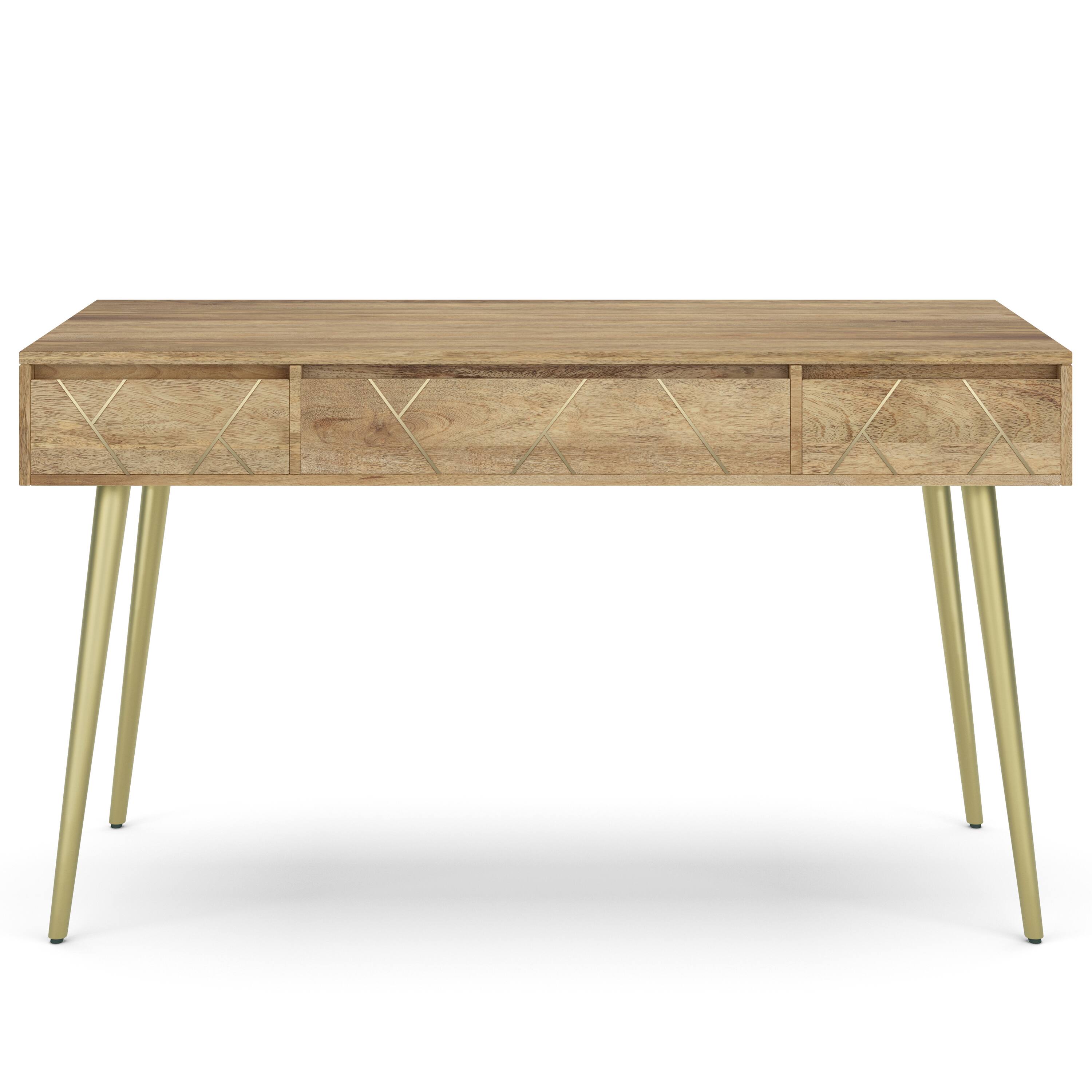 Left. Simpli Home - Jager SOLID MANGO WOOD Mid Century - Contemporary 54 inch Wide Desk in Natural - Natural.