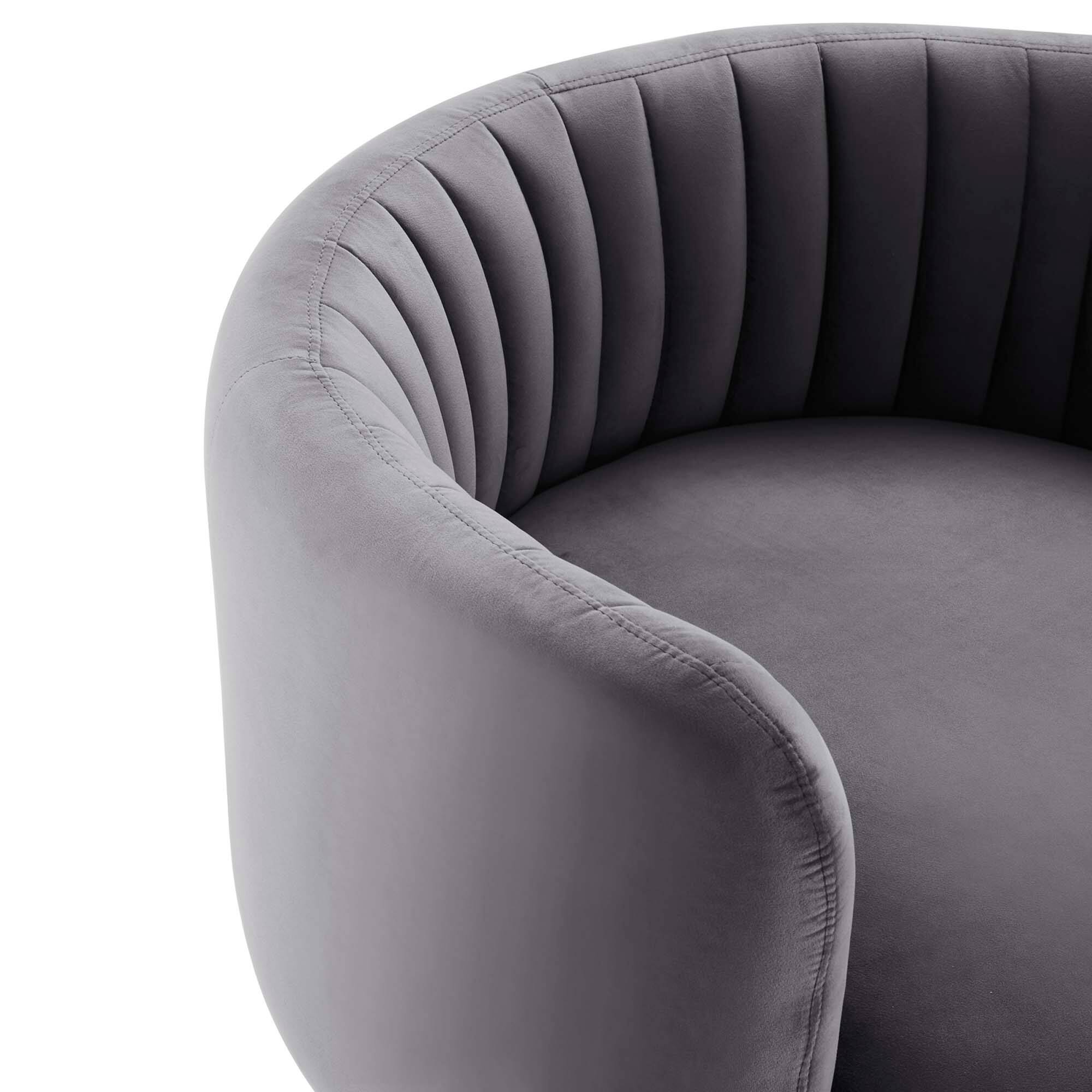 Alt View 3. Modway - Embrace Tufted Performance Velvet Swivel Chair by Modway - Black Gray.