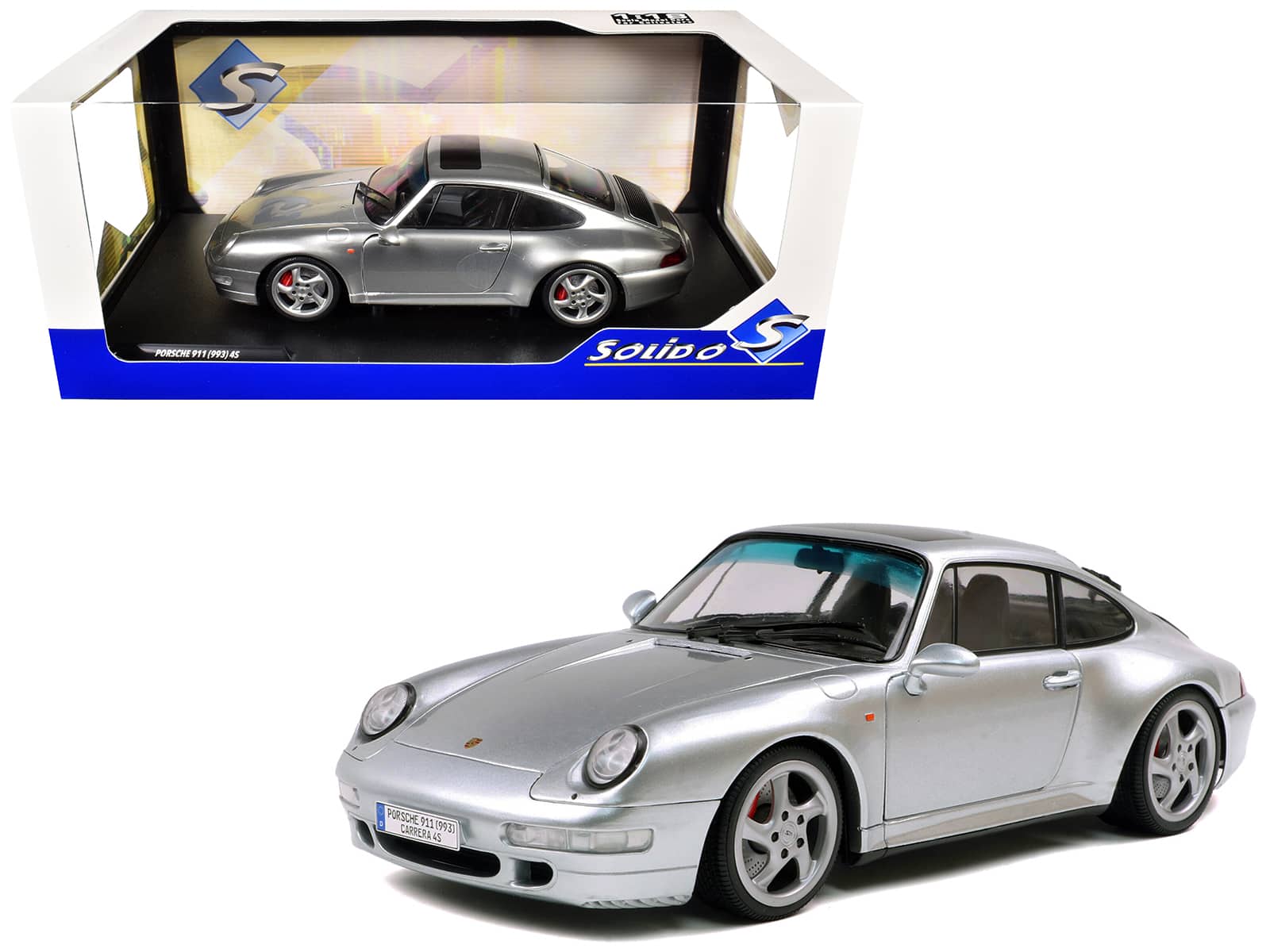 1996 Porsche 911 (993) 4S Polar Silver Metallic 1/18 Diecast Model Car by Solido price history on PriceWatchPro