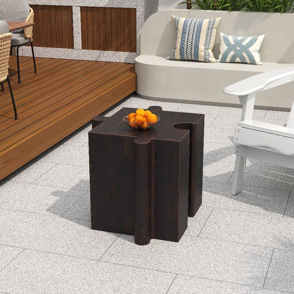 Alt View 2. Loheer - Loheer 2-Piece Artistic Puzzle Table Set Modular MGO Side Tables Interlocking Antique Copper - Antique Copper.