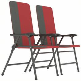 Outsunny - Patio Chairs Set of 2, Padded High Back Lawn Camping Chairs with Armrests - Red
