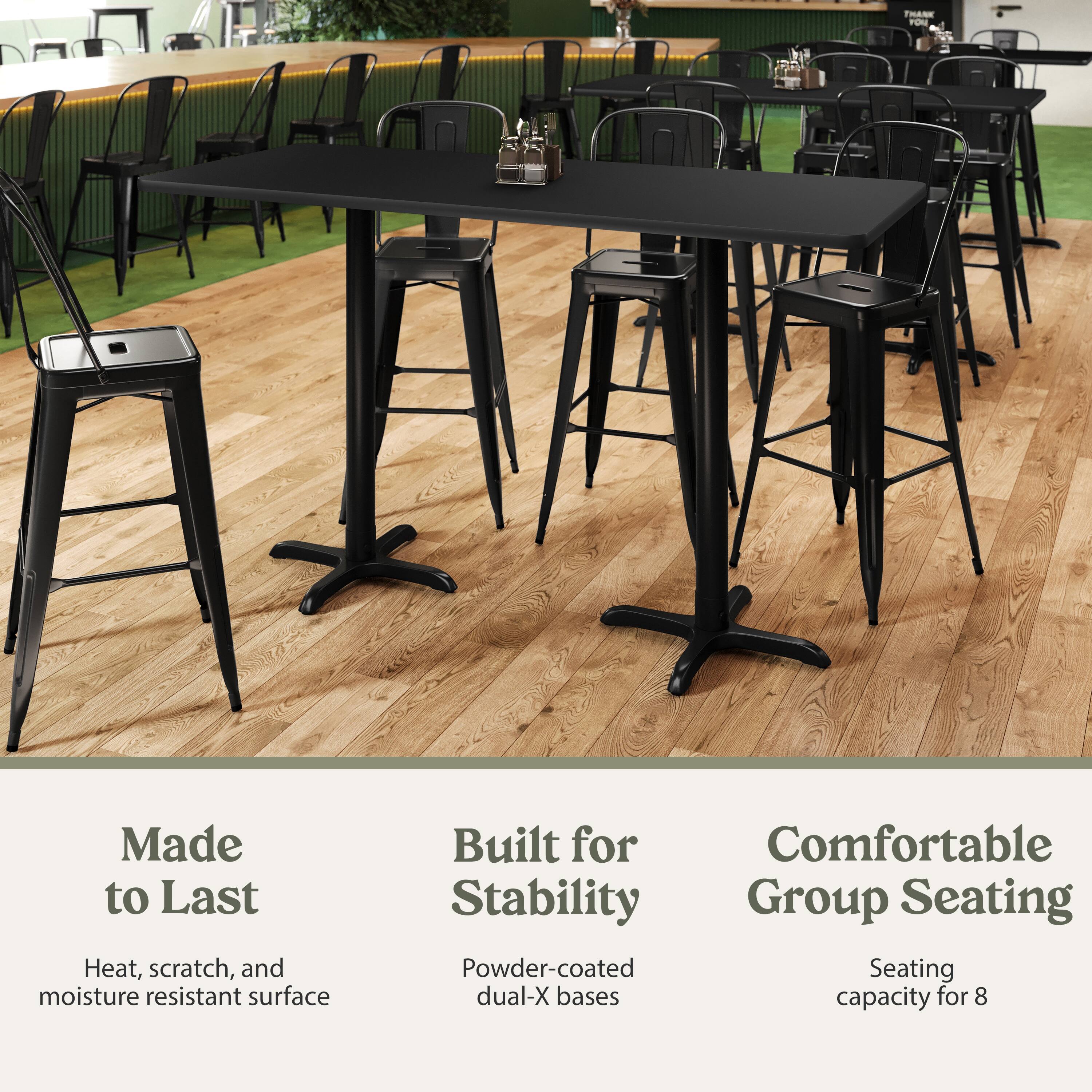 THANK you

Made to Last
Heat, scratch, and moisture resistant surface

Built for Stability
Powder-coated dual-X bases

Comfortable Group Seating
Seating capacity for 8
