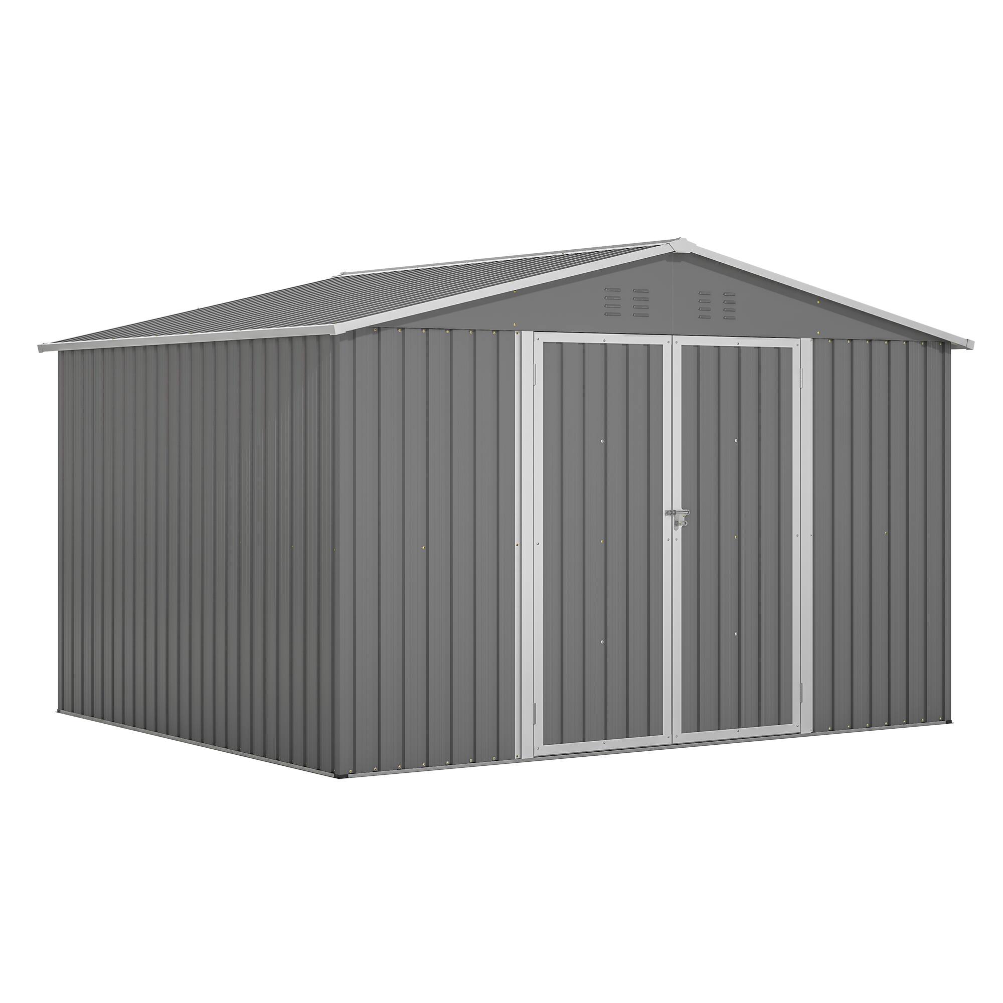 Alt View 4. Mondawe - 10X8 FT Outdoor Tool Storage Shed with Metal Foundation & Lockable Doors - Gray.