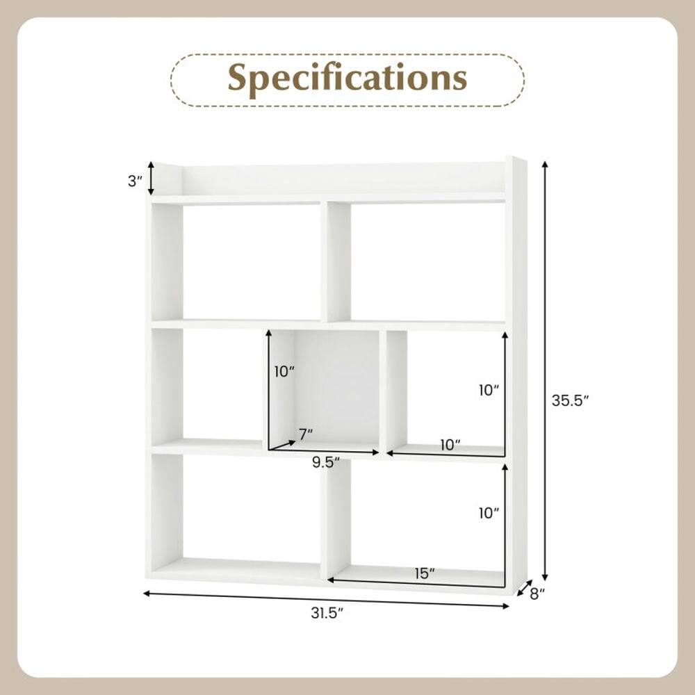 Specifications:  
- Height: 35.5"  
- Width: 31.5"  
- Depth: 10"  
- Shelf 1: 10" (height) x 15" (depth)  
- Shelf 2: 9.5" (height) x 10" (depth)  
- Shelf 3: 7" (height) x 10" (depth)  
- Shelf 4: 10" (height) x 10" (depth)  
- Overall Depth: 8"