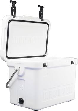 Mammoth - Ranger 25 Cooler, Insulated Hard Ice Chest with 25 Quart Capacity, Holds 30 Cans, Great for Boat, Camping - White