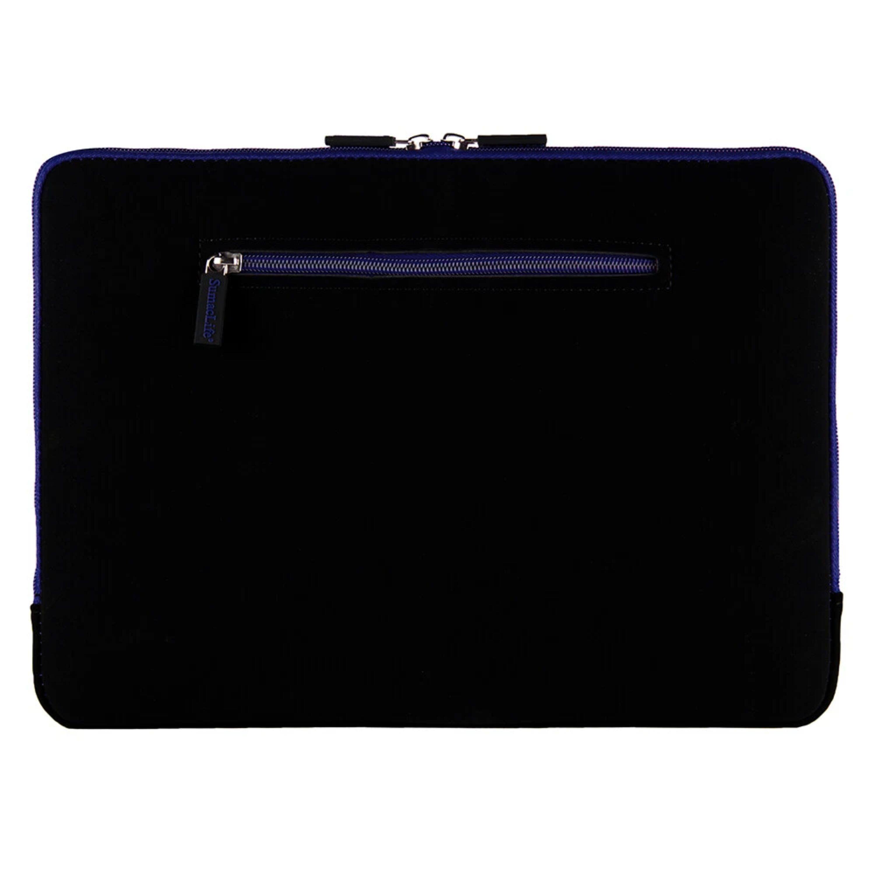 Left. Kitcheniva - Padded Laptop Microsuede Sleeve Case Zip Bag For 13" Laptop Black/Blue - Black/Blue.
