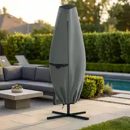 Pure Garden - Solar Large Umbrella Cover with Clear Top 600D Waterproof 50+ UV Resistant Umbrella Protector Solar Cover - Gray