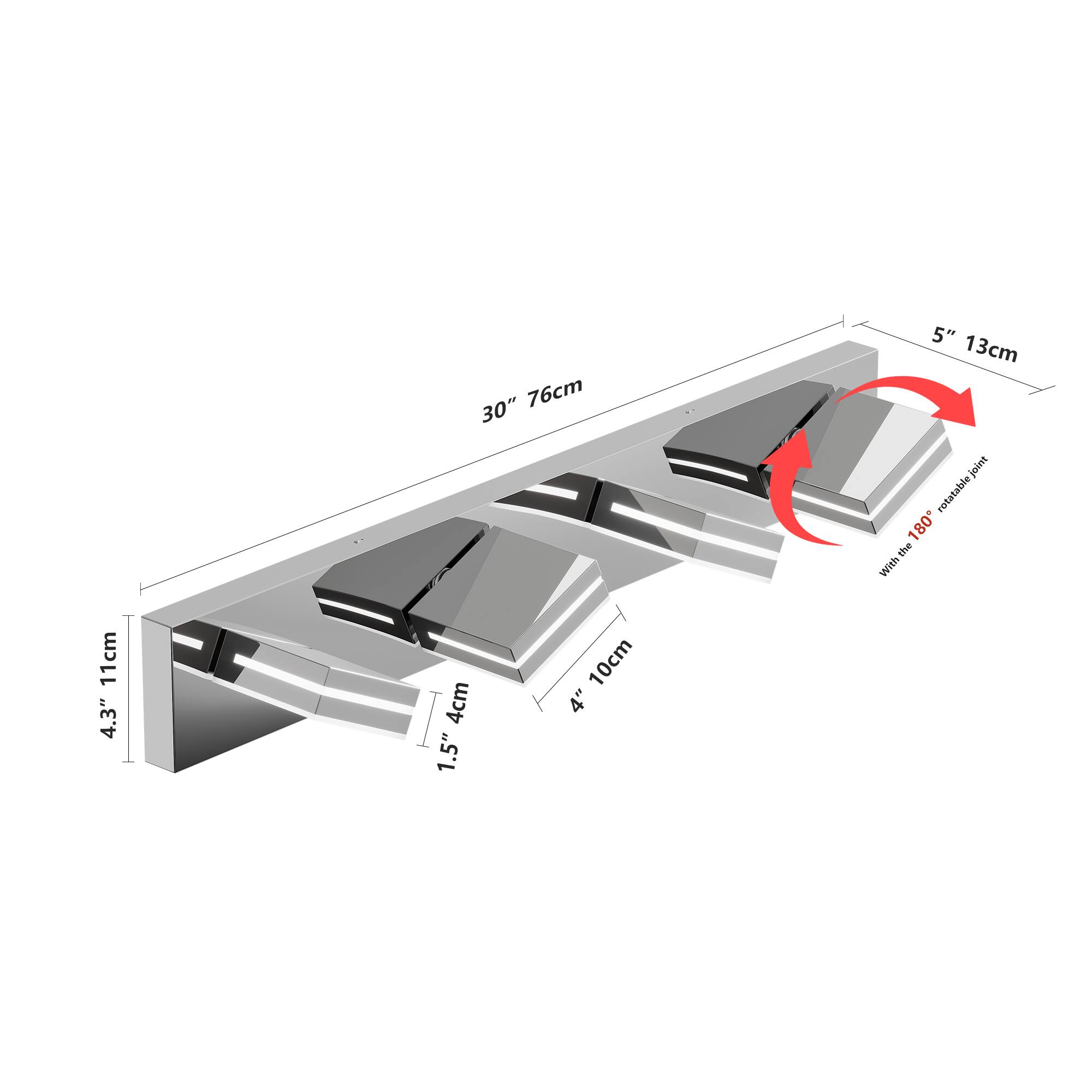 76cm 30" 5" 13cm joint sidestatos 180 the With 11cm 4.3" 4cm 1.5" 10cm 4"