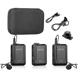MOVO - WMX-1-DUO 2.4GHz Dual Wireless Lavalier Microphone System Compatible with Cameras and Smartphones