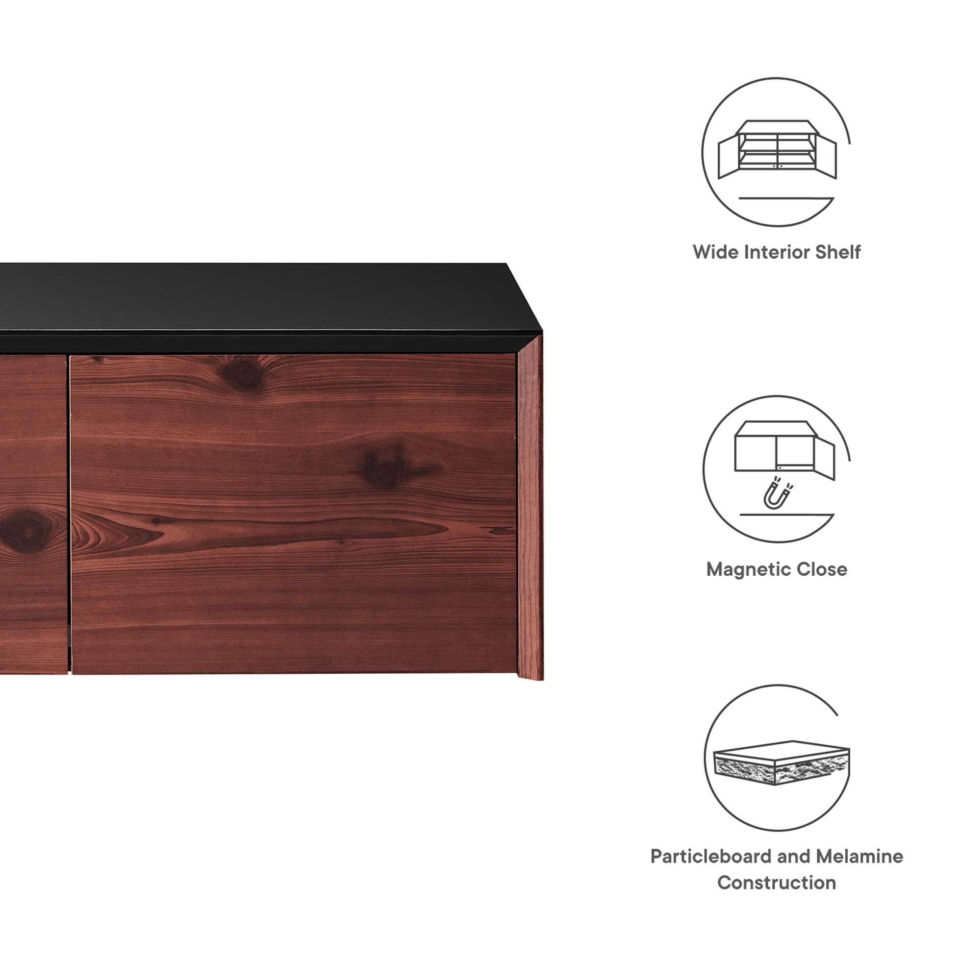 Wide Interior Shelf  
Magnetic Close  
Particleboard and Melamine Construction