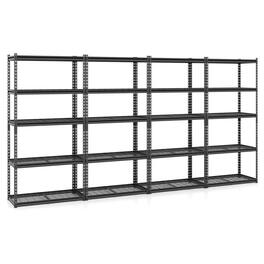 Gymax - 4PCS 5-Tier Metal Shelving Unit w/ Adjustable Wire Racks 2000 lbs Capacity - Black