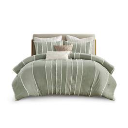 Gracie Mills - Lyon 3-PC Striped Cotton Comforter Set - Sage