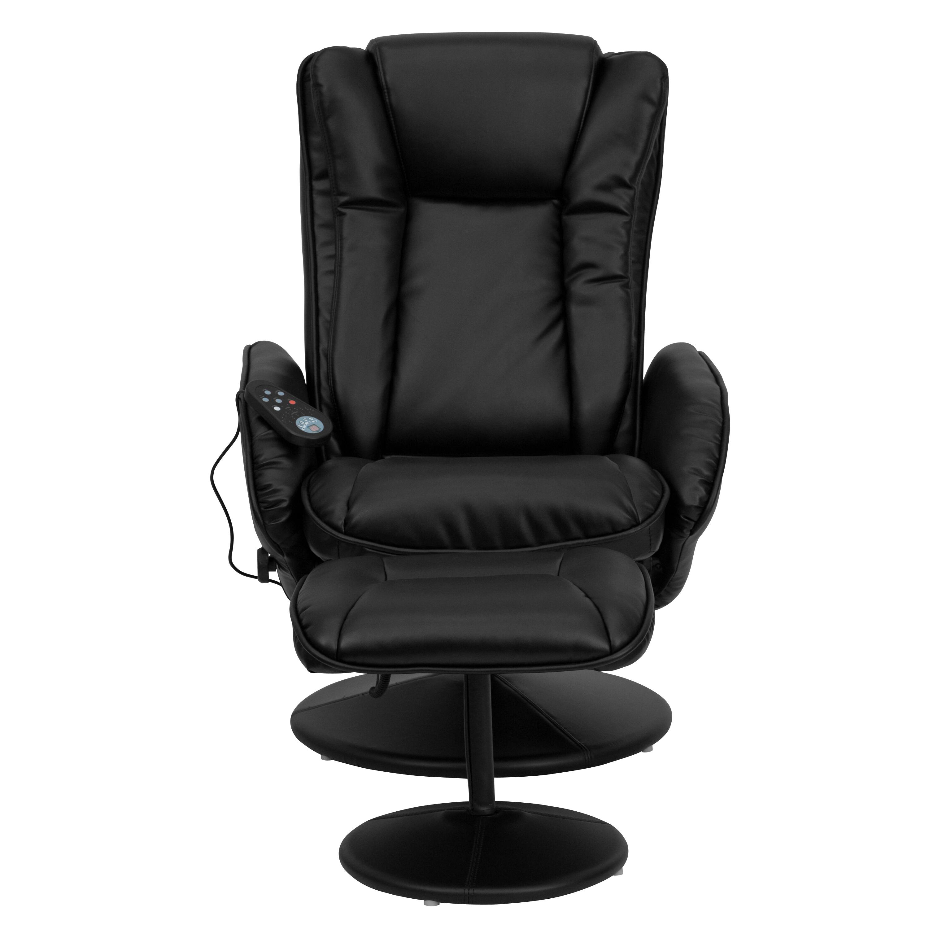 Alt View 11. Alamont Home - Massaging Multi-Position Plush Recliner with Side Pocket and Ottoman - Black.
