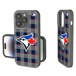 Keyscaper - MLB - Toronto Blue Jays Plaid Soft Touch iPhone Case - 14 - Gray