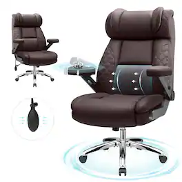 KERDOM - Big Tall Ergonomic Office Chair with Air-Pumb Lumbar Support, 5D Adjustable Arms, Executive Desk Chair for Heavy People - Coffee
