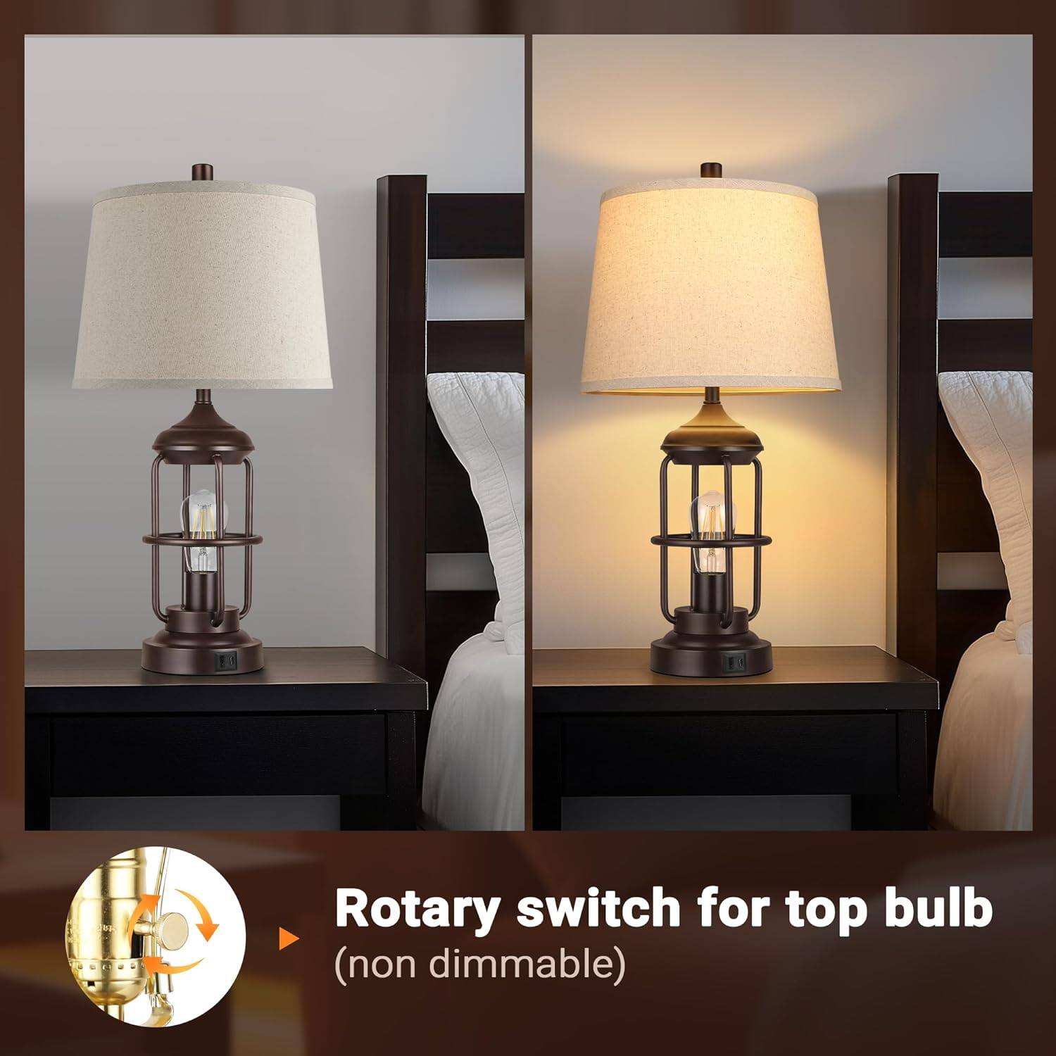 Rotary switch for top bulb (non dimmable)