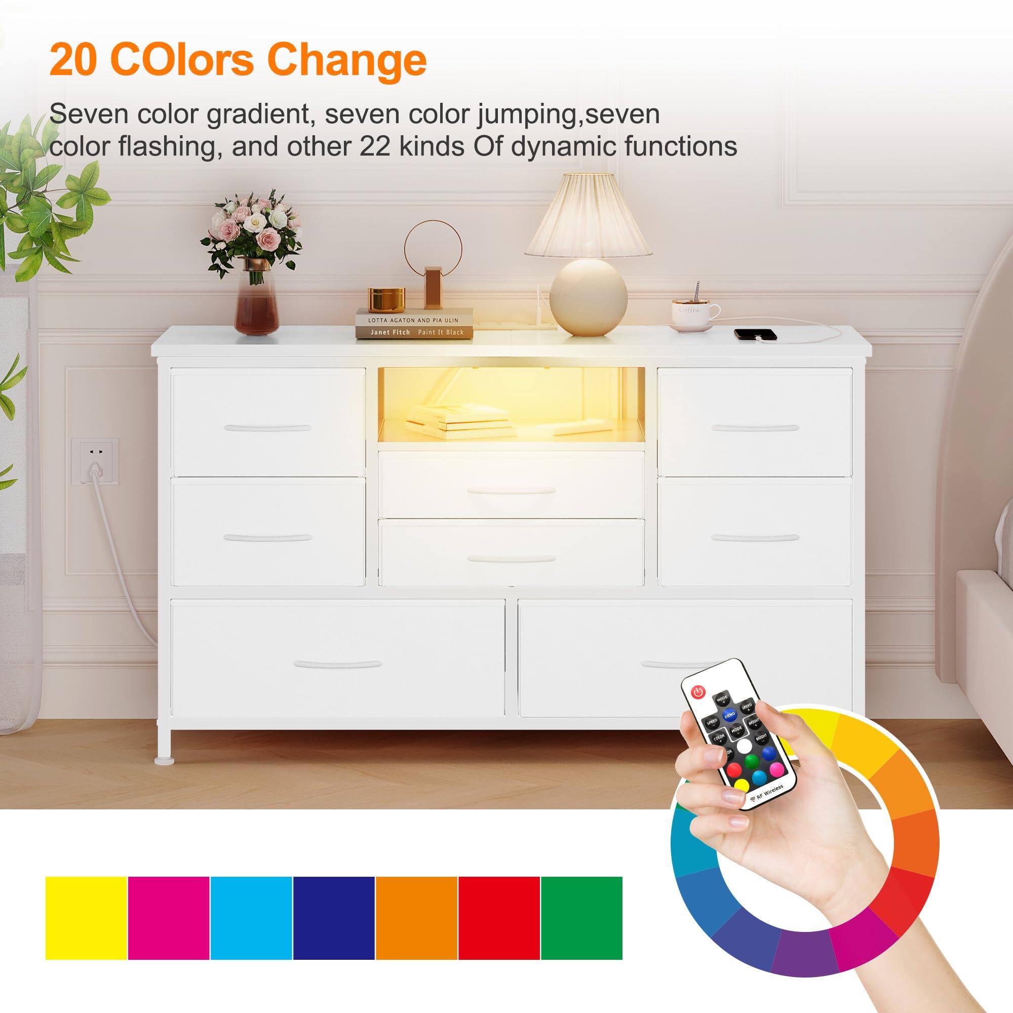 20 Colors Change

Seven color gradient, seven color jumping, seven color flashing, and other 22 kinds of dynamic functions