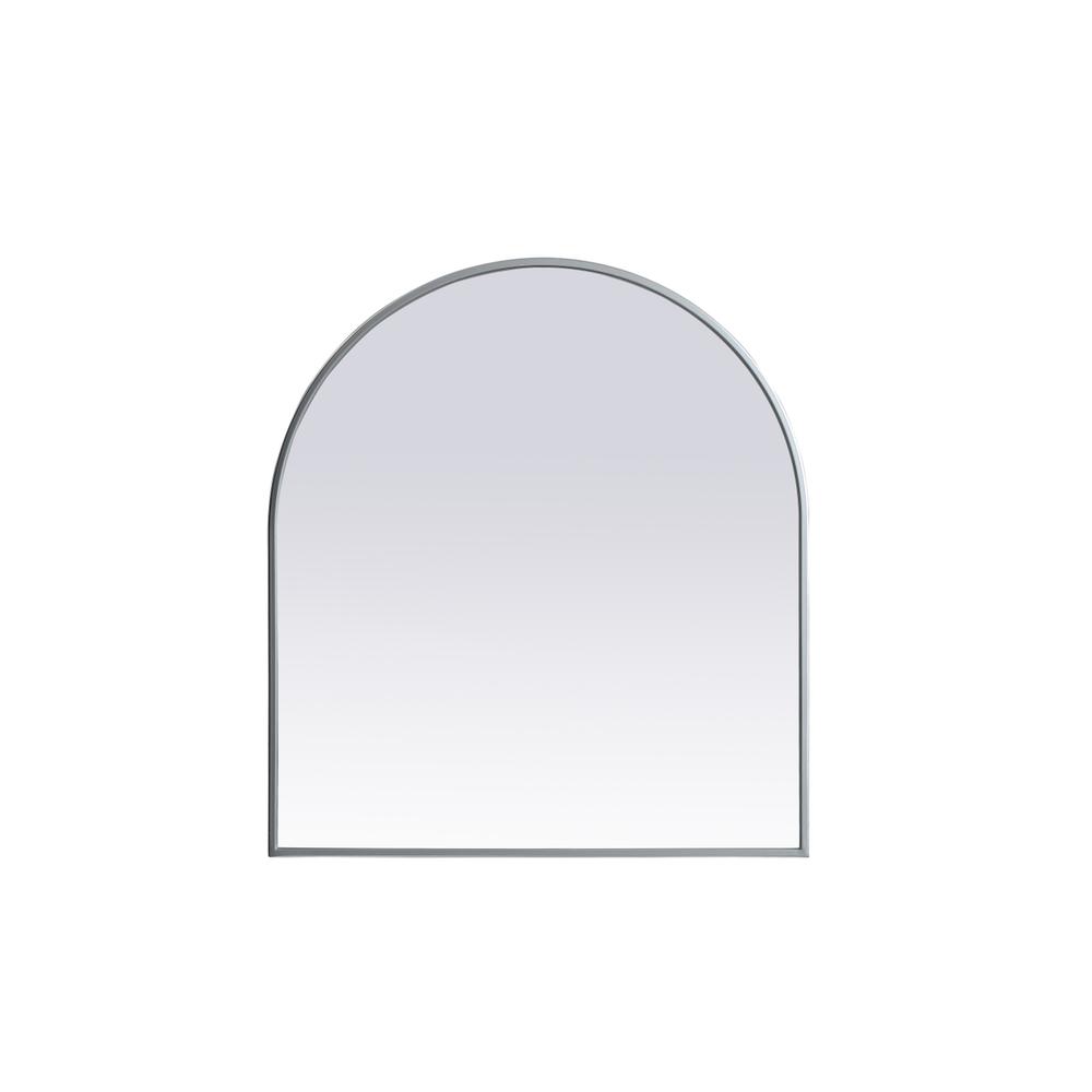 Alt View 5. Elegant Decor - Metal Frame Arch Mirror 27x30 Inch in Silver - Silver.