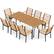 Alt View 6. Costway - 9 PCS Patio Dining Set with 8 Chairs Acacia Wood Table Top Umbrella Hole for Yard - Natural + Black.
